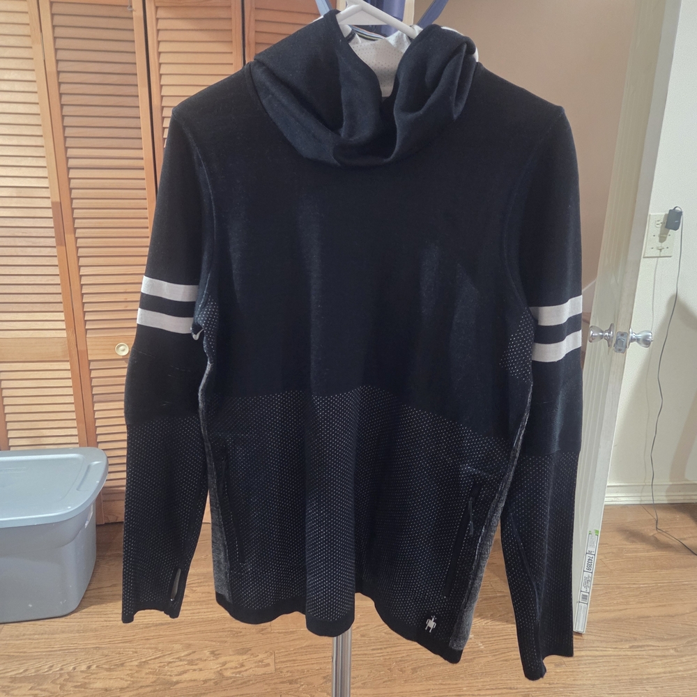 Smartwool Intraknit Thermal Black, Gray and White, Hooded  Pullover